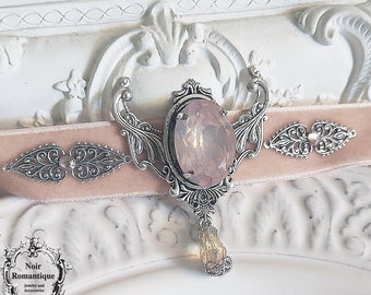 Rose victorian gothic choker-victorian gothic jewelry-rose velvet choker-gift-bridal-romantic choker