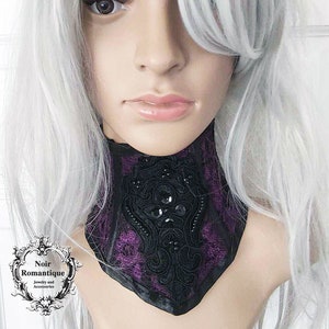 Purple and black lace elegant neck corset-gothic accessories-Wgt- gothic neck corset