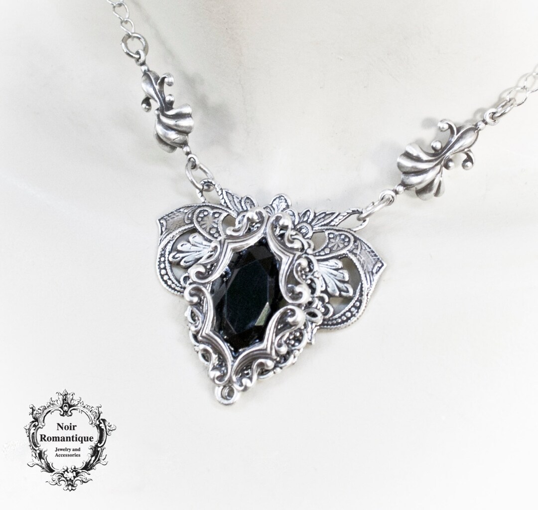 Silver Flourish Victorian Gothic Necklacechoose Gem Colourgothic