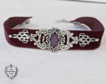 Countess Erzebet's choker-Gothic burgundy red velver ornament choker-gothic choker-victorian choker-choker