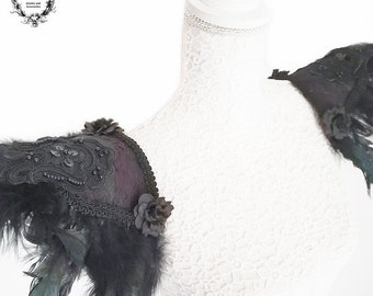 Black Swan  epaulettes,shoulder pads,gothic costume accessories,