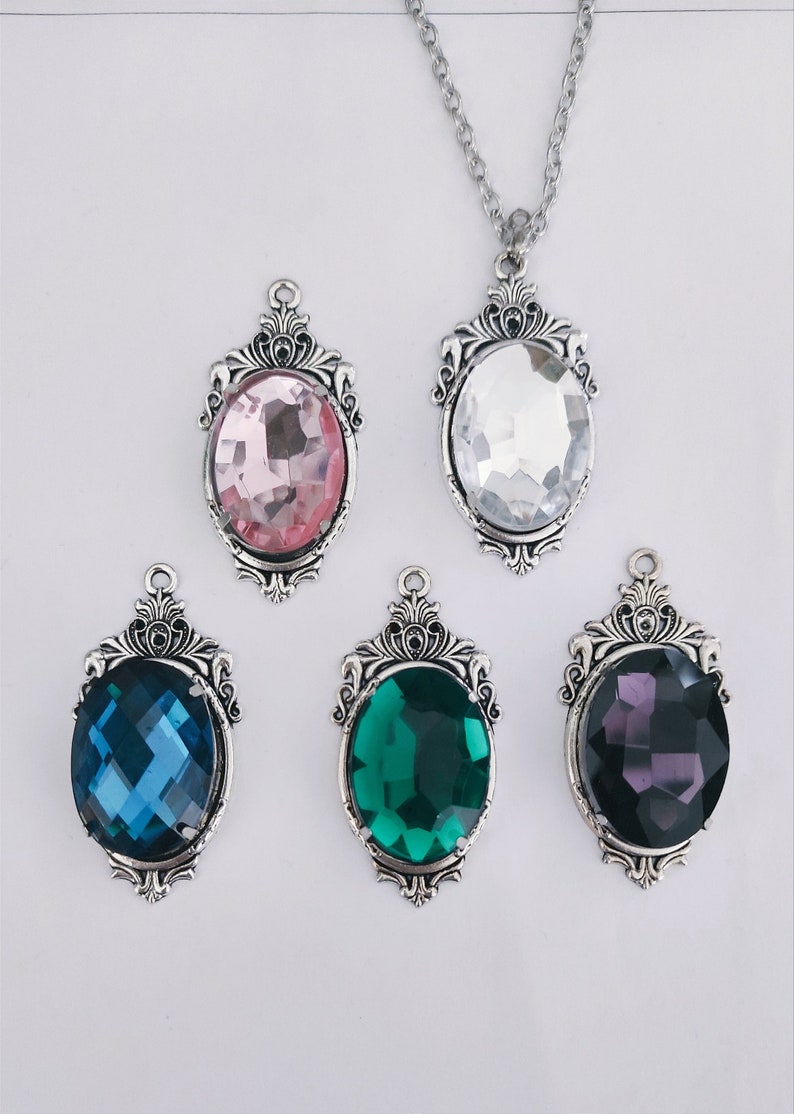 Gothic gem necklace Choose gem colour-victorian gothic pendant-gem necklace image 2