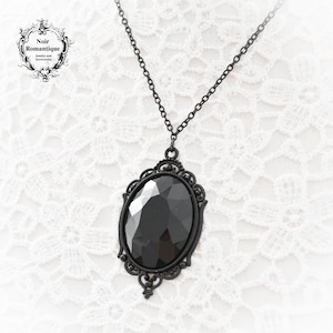 Black victorian gothic necklace-Gothic jewelry-Came0 necklace-gothic pendant-30x40mm-necklace