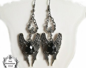 Silver gothic winged earrings-gothic earrings-earrings