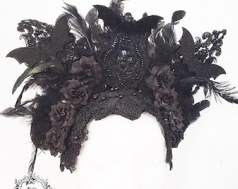 ACANTHA BLUE Gothic Headdress Dark Romantic Headpiece WGT - Etsy