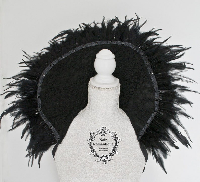 Black Swan Feather and Lace Gothic Collar Gothic Etsy