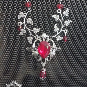 Vanessa necklace-gothic necklace-red jewelry-gothic ruby red necklace-vampire jewelry-gift