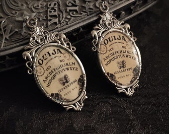 Ouija gothic earrings-Gothic earrings-Occult jewelry-Cameo earrings-Silver earrings-Ouija board-18x25mm