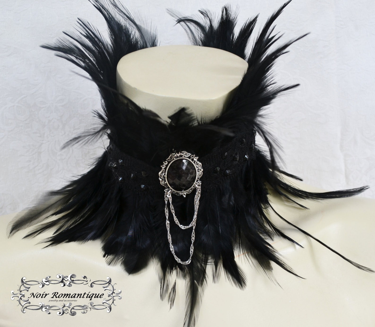 The Black Swan Feather Neck Collarfeather Choker Gothic Etsy