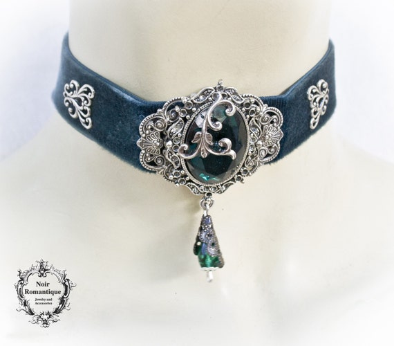 FP Femme Fille Collier Ras de Cou Dentelle Velours Perles Gothique Cadeau Noir