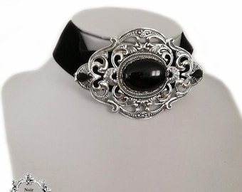 Victoriaanse gotische fluweel choker, gothic choker, zwarte choker, choker