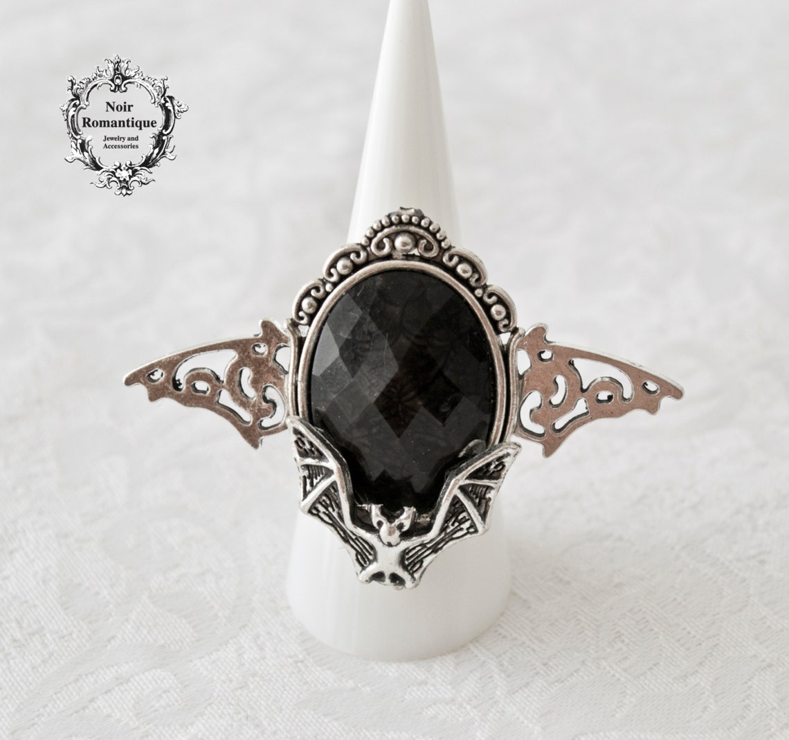 Silver Bat Cameo Ring-gothic Ring-bat Rng-gthic - Etsy