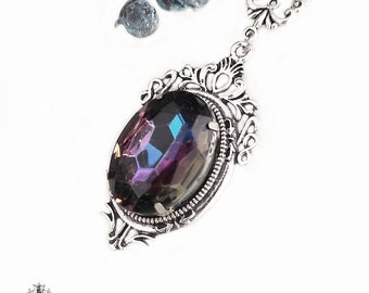 Aubrette necklace-victorian gothic necklace-gothic pendant-gem necklace