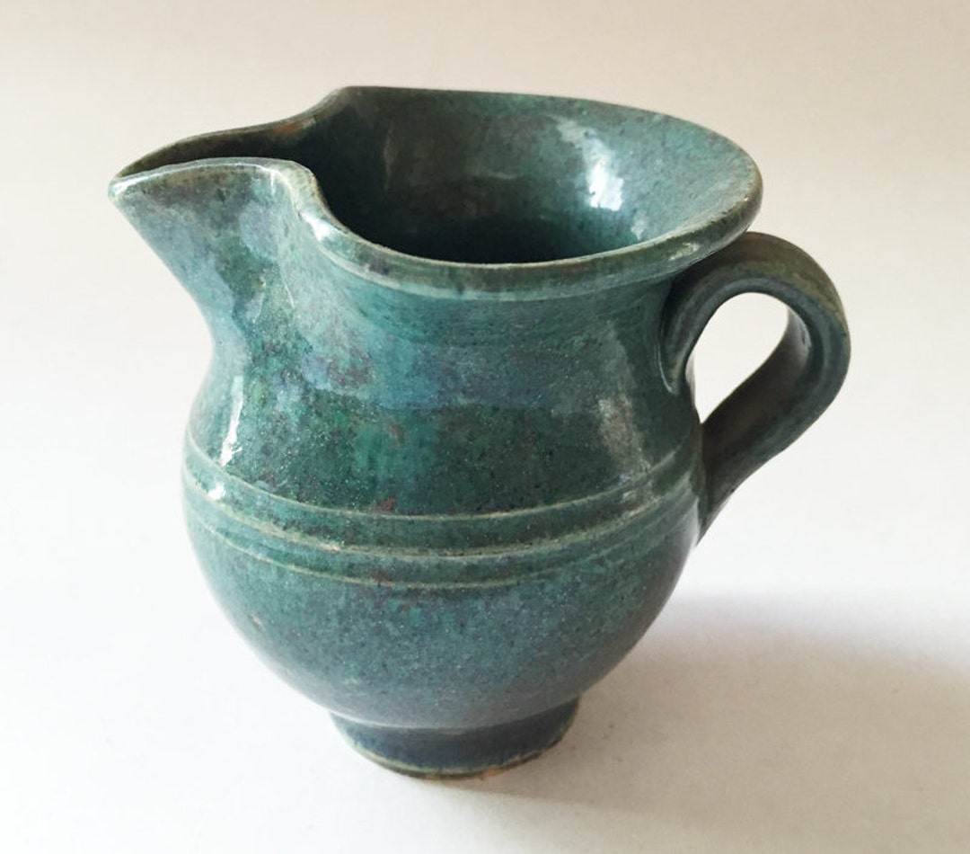 North Carolina Style Green Jug Milk Pitcher Vase Art Pottery Etsy