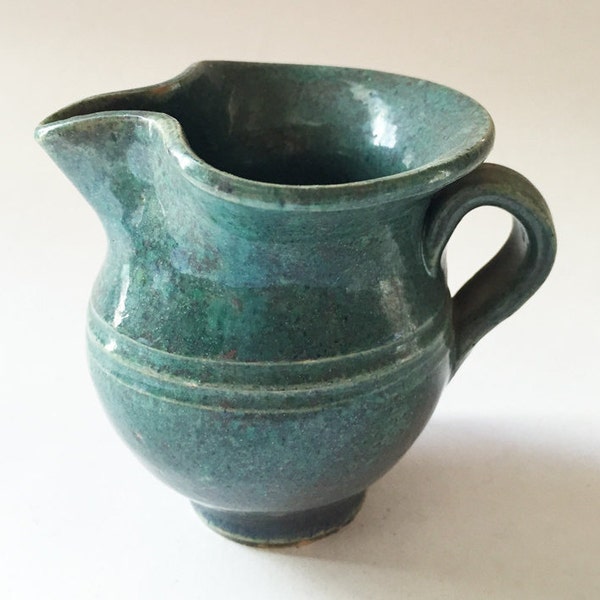 North Carolina Style Green Jug Milk Pitcher Vase Art Pottery