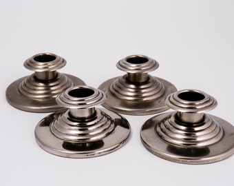 Set of Four Chrome Sunday Supper Candle Holders by Chase