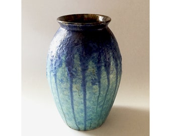 Villeroy and Boch, Drip Glaze Large Vase, Style 274, Blue Glaze