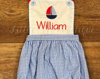 Sunsuit - Boys Red, White and Blue Ruffle Sunsuit