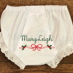 Baby Girl Christmas Bloomers - Christmas Diaper Cover - Personalized Bloomers - Christmas  Bloomers - Christmas bow Bloomers