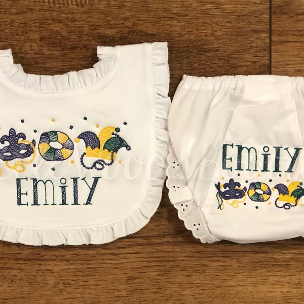 mardi gras baby bib