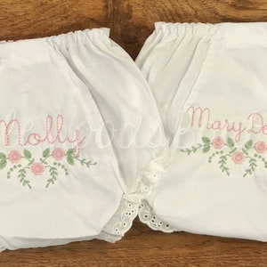 Floral Spray With Name Diaper Cover Dainty Monogram Floral Bloomers Pink Baby Bloomers Baby Gift Cute Baby Girl Gift image 3