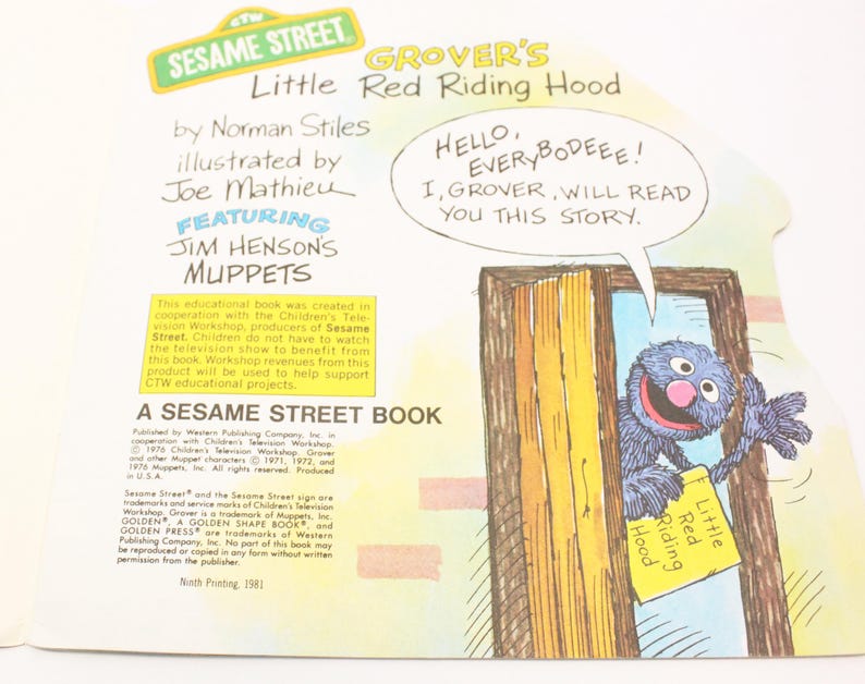 Vintage Book, Sesame Street Grovers Little Red Riding Hood Story, Ninth ...