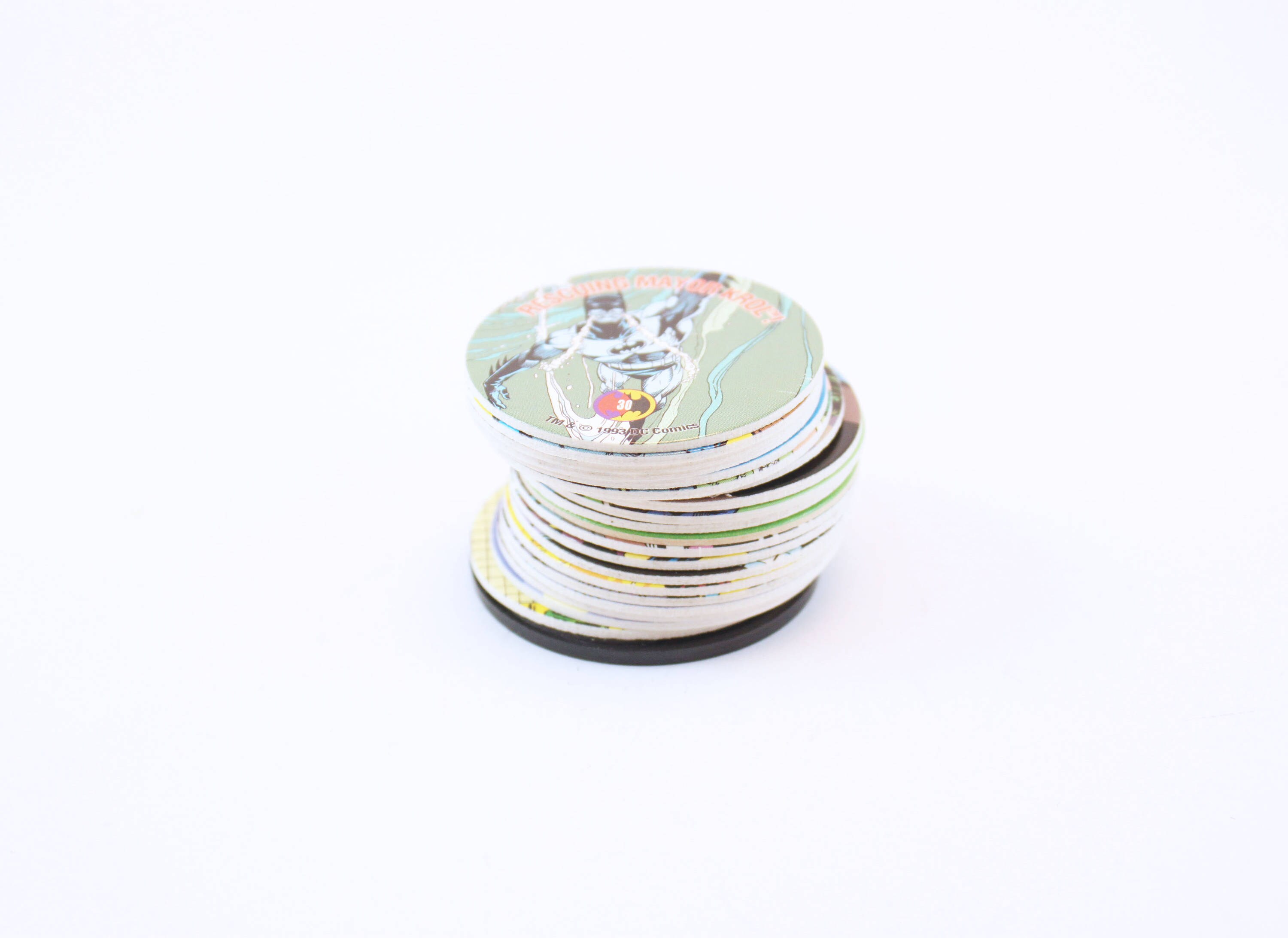 90's POG With Slammers, Skycaps DC Comics Pogs, 1993 set 8 Milk Caps ...