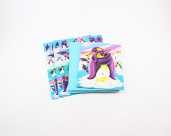 Vintage LISA FRANK Penguin Stationery Set: 90s Stickers & Confetti
