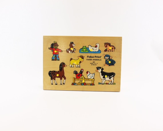 Vintage Fisher Price Puzzle Farm Animals 507 Made in Holland Etsy
