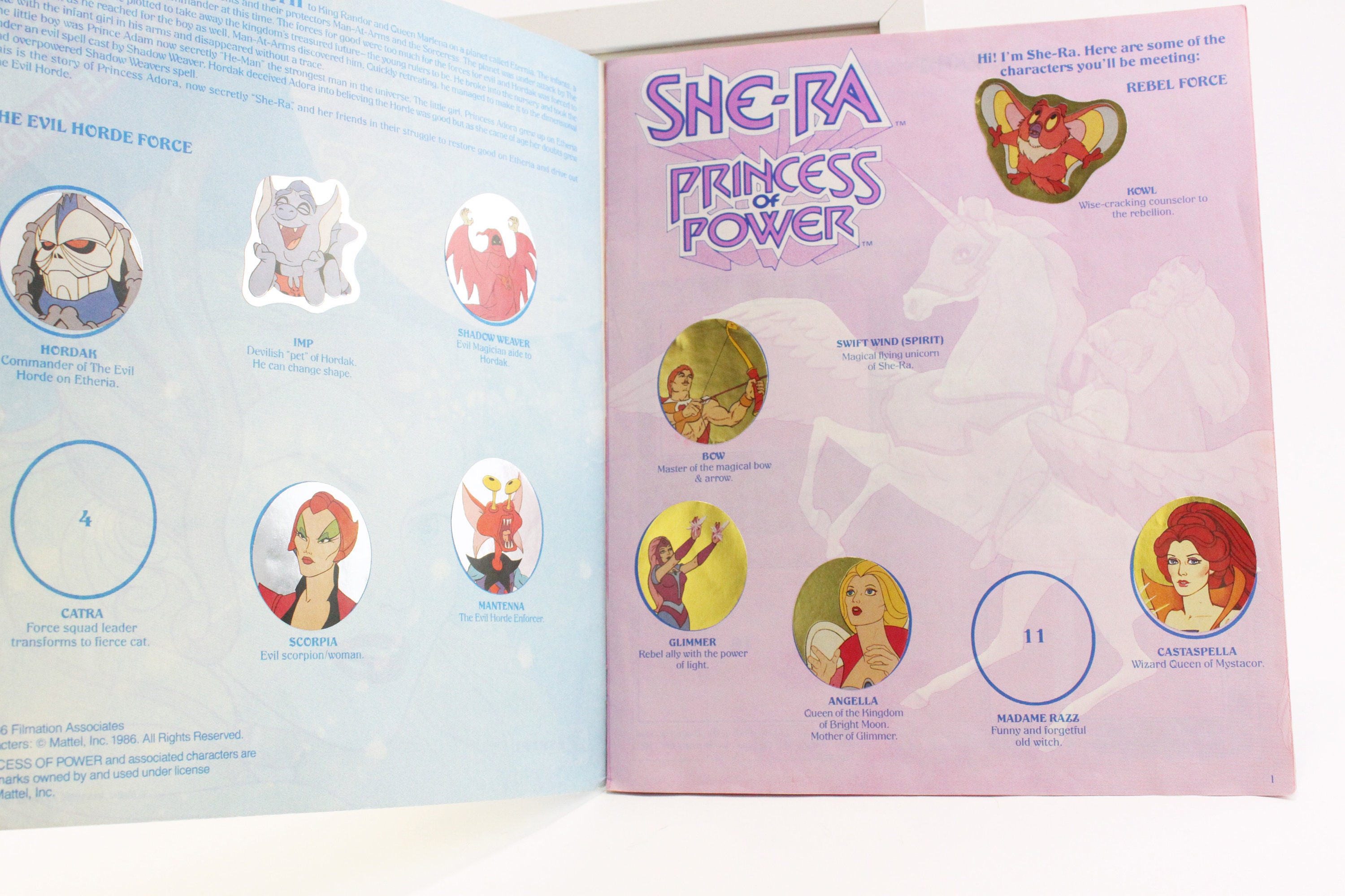 Vintage Sticker Panini Album, Shera Princess of Power Sticker Book