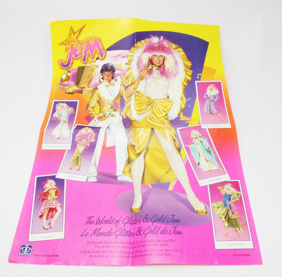 Vintage Jem and the Holograms Glitter and Gold Poster Hasbro Etsy