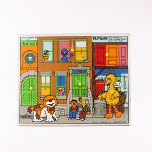 Vintage Sesame Street Wooden Puzzle Playskool 376-2, 6 Piece Here's Sesame Street USA