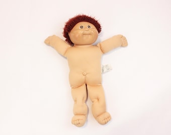Poupée enfant vintage Cabbage Patch, garçon aux cheveux bruns foncés, années 80