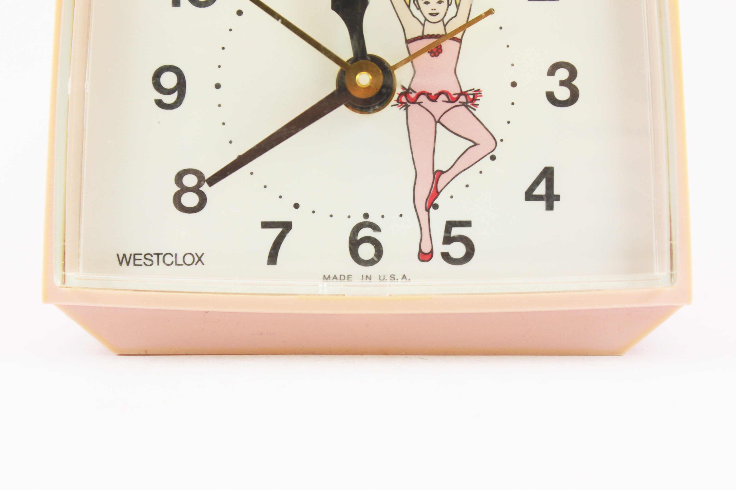 VINTAGE WESTCLOX Pink Ballerina Alarm Clock, Made in USA Etsy