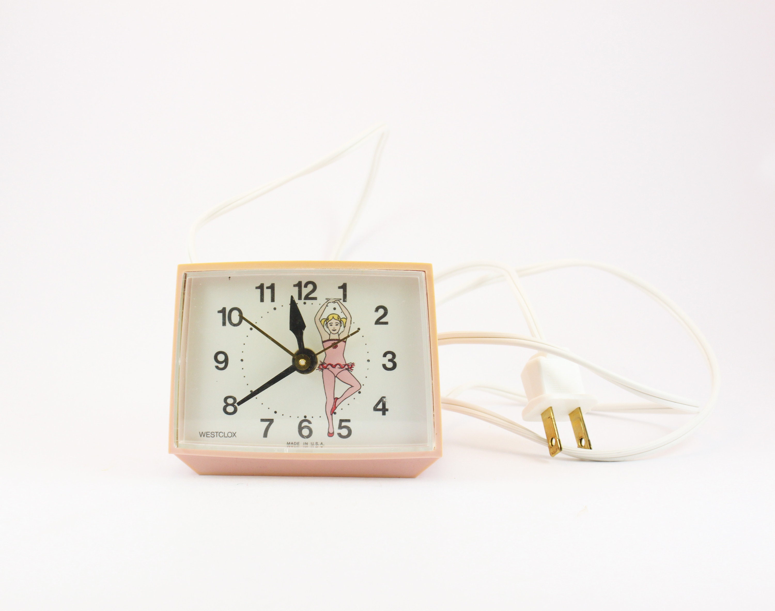 VINTAGE WESTCLOX Pink Ballerina Alarm Clock Made in USA Etsy
