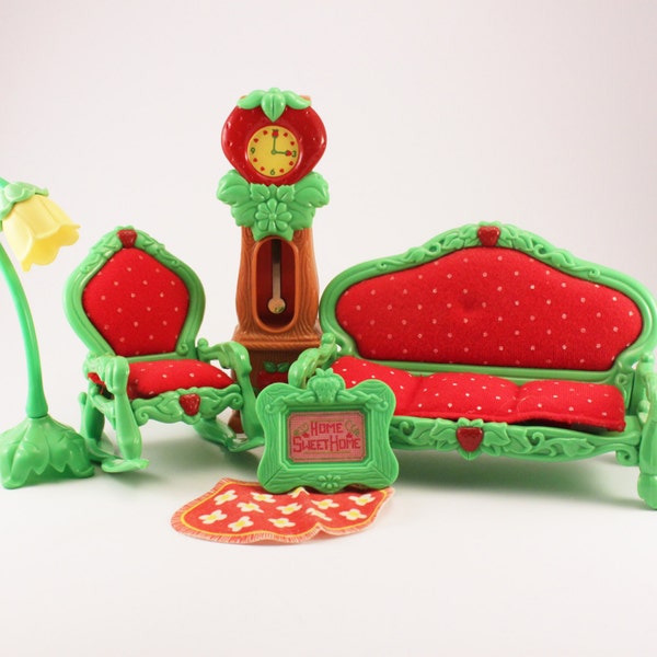 Vintage Strawberry Shortcake Furniture for Strawberry Shortcake Berry Happy Home, Living Room Set, Grandfather Clock Couch Rug Rocking Chair