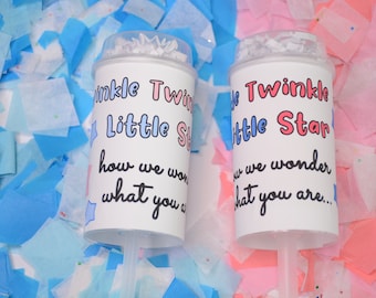 Twinkle Twinkle Little Star How I Wonder What You Are - Gender Reveal - What Will You Be - Boy or Girl - Confetti Popper - Pink or Blue