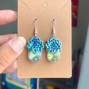 Sun Catcher Earrings, Rainbow Light Reflecting Glass Earrings.