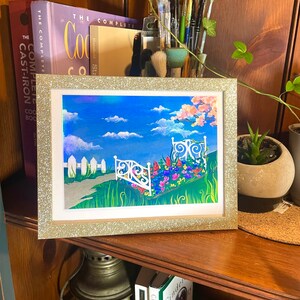 5x7in Framed “Spring Escape” Visionary Art Print. Surrealism Fantasyscape Art Print