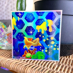 3in x 3in “Sweet Water” Holographic Sticker. Original Visionary Art Sticker Print.