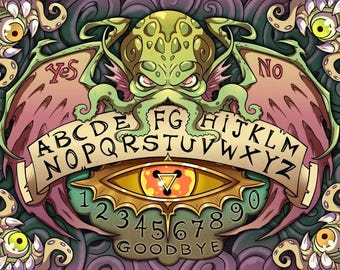 Witchulhu! Cthulhu Ouija board with planchette