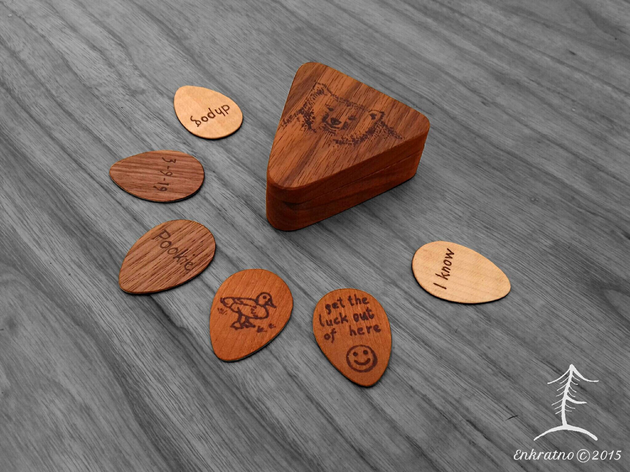 wooden guitar pick case
