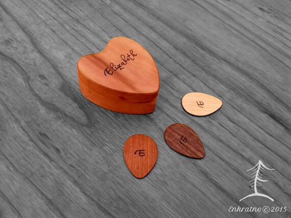wooden guitar pick case
