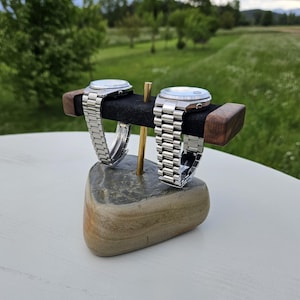 Luxury Watch Stand for Men | Handmade Stone & Wood Watch Stand | Unique Watch Stand | Watch Stand for 2 Watches | Gift for Him | Unique Gift