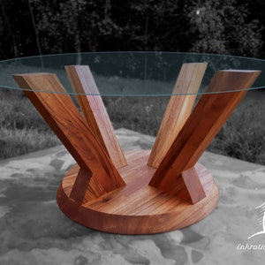 TABLE BASE for glass top / for round table / table base pedestal / table base wood / table base round / coffee table base only image 5