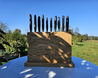 Soporte para cuchillos de madera hecho a mano / Organizador de cocina