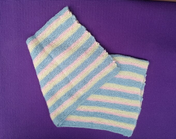 Blue, Yellow and Pink Striped Baby Blanket