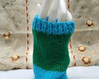 Aqua and Green Wrist Warmers