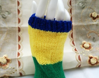 Blue, Yellow and Green Wrist Warmers