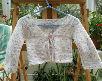 Girls white and spotted cardigan